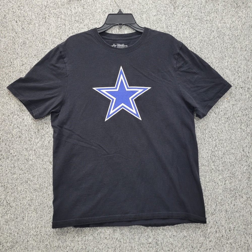 Dallas Cowboys Authentic Mens T-Shirt Large Black Blue Star Logo 100% Cotton L